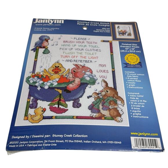 Janlynn Counted Cross Stitch Kit #80-441 Bathtime Rules NEW - Picture 1 of 6
